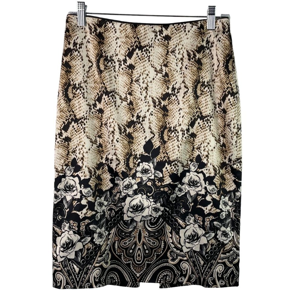White House Black Market Pencil‎ Skirt Snakeskin Floral Size 2